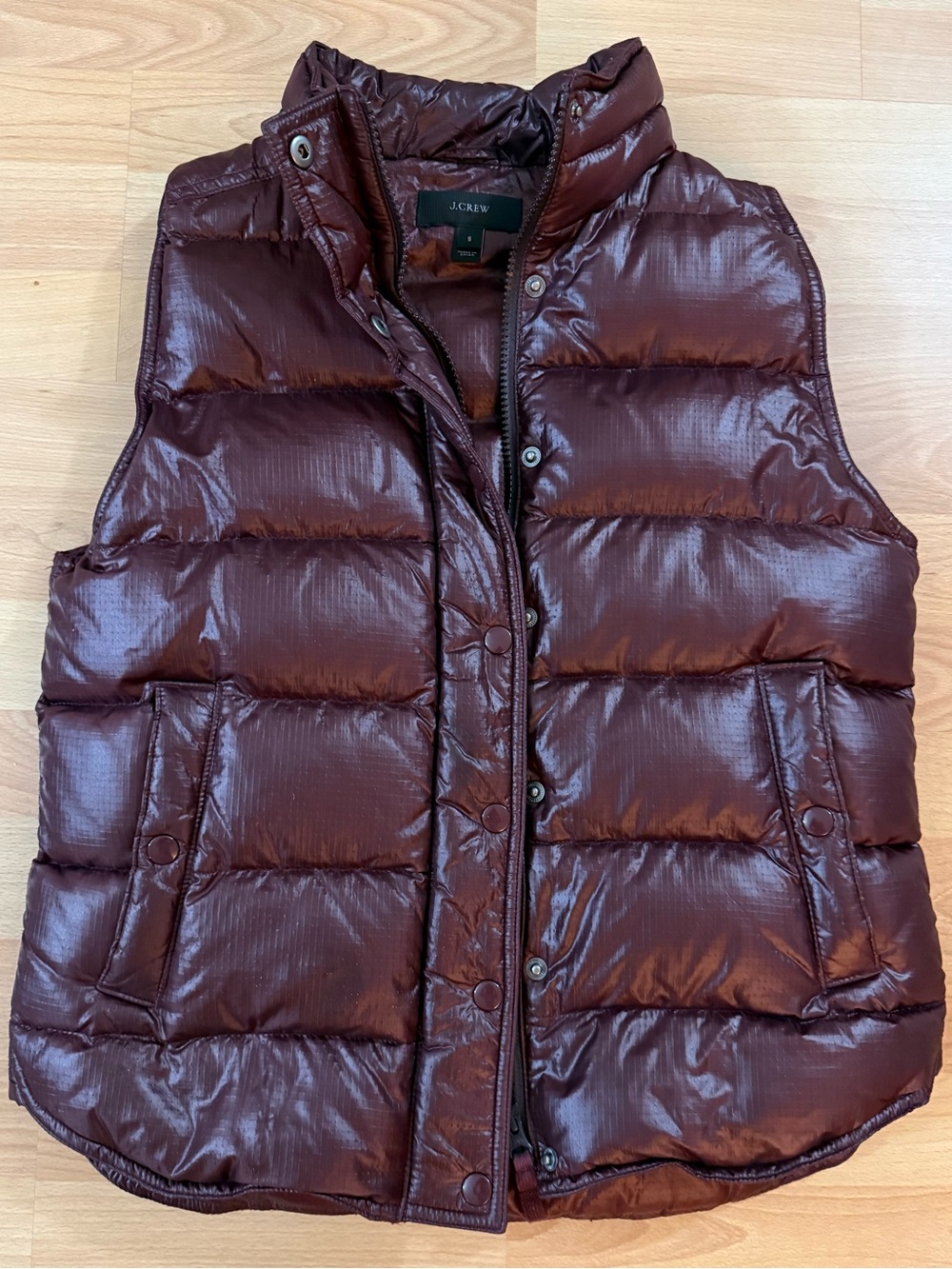 J. Crew Woman Down Quilted Puffer Vest in Deep Burgundy